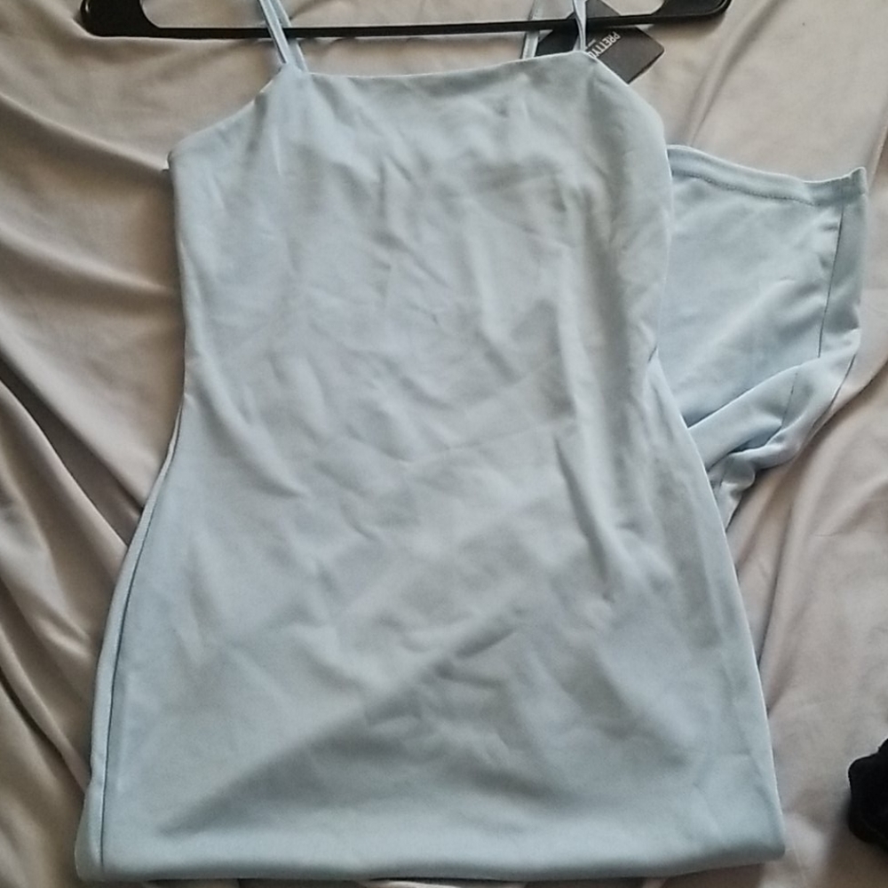 Light blue maxi body con dress